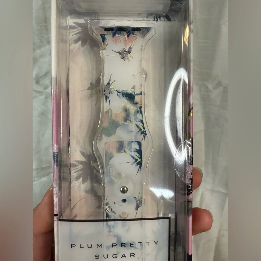 Plum Pretty Sugar White and Purple Accents easy snap watch band